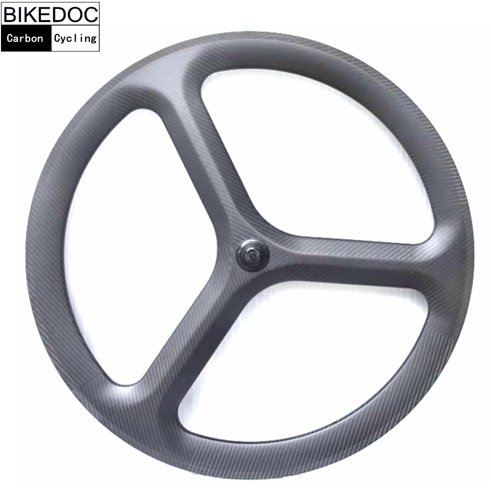 

BIKEDOC Углеродные 3 спицевые колеса дорожные/трековые/стационарные шестерни Углеродные колеса 700c клинчерное спицевое трехколесное Велосипед...