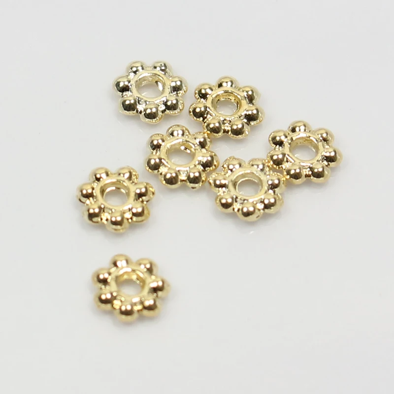 Плавающие разделительные бусины в форме снежинки золотого цвета для