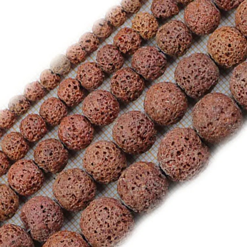 6-16 мм натуральные круглые коричневые бусинки из лавы и камня для изготовления