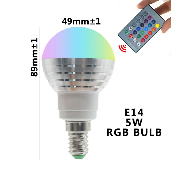 E14 5W RGB QP E27 E14 светодиодный 16 Цвет RGB Волшебная осветительная лампа 85-265 V 110 V 120 V 220 V RGB Светодиодный прожектор+ ИК-пульт дистанционного управления Управление - Испускаемый цвет: E14 5W RGB QP