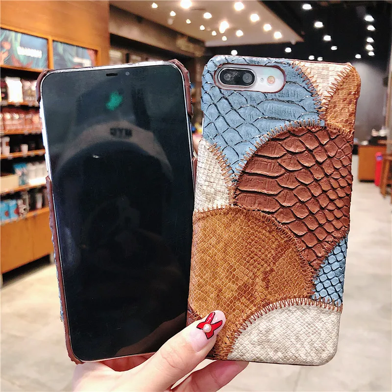 Чехол Из Искусственной Змеиной Кожи комбинированного цвета для iPhone X, 6, 6 S, 7, 8 Plus, кожаный жесткий чехол для iPhone 11 Pro, XS Max, XR, чехол для телефона, Fundas