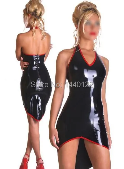 Летнее платье 2016 сексуальная латексная ночная рубашка черные резиновые платья