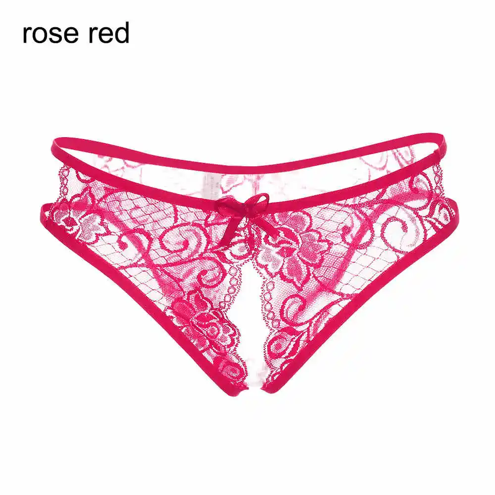 Rose Red Женские летние сексуальные трусики без косточек с Т-образным вырезом, красивые кружевные открытые стринги, нижнее белье, трусики, сексуальное нижнее белье - Цвет: Rose Red