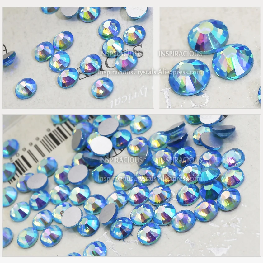 Aqua marine AB ss3-ss30 все размеры Стразы для украшения ногтей non Hot Fix Кристаллы блестит DIY