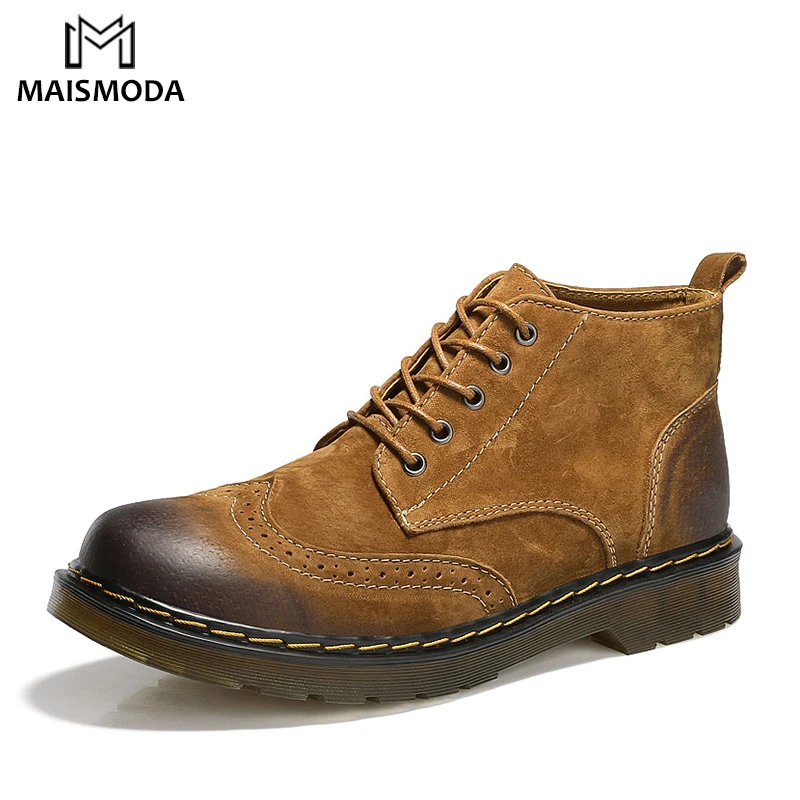 MAISMODA/мужские ботинки из натуральной кожи Зимние ботильоны в винтажном стиле