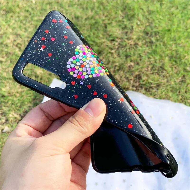 Блестящий силиконовый чехол с блестками для samsung J4 Plus бриллиантом двойная любовь