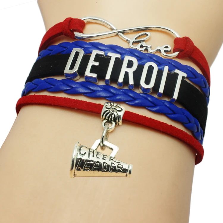 Перевозка Груза падения Плетеный Кожаный Бесконечность Любовь CHEER ЛИДЕР Браслет