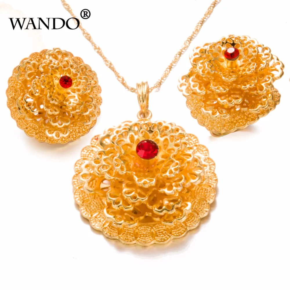 WANDO18K новый золотой цвет комплекты ювелирных изделий из эфиопского Красного