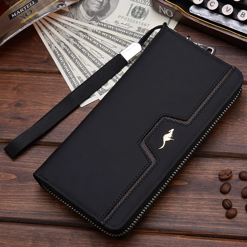 Новый мужской кожаный кошелек высокое качество кошельки на молнии Мужской