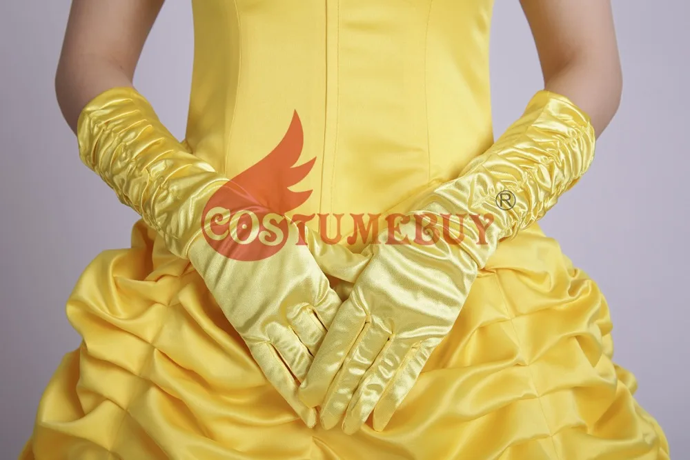 Costumebuy Красавица и Чудовище Необычные костюмы для косплея принцессы Belle Adult Для женщин платья Вечерние Хэллоуин костюм желтый