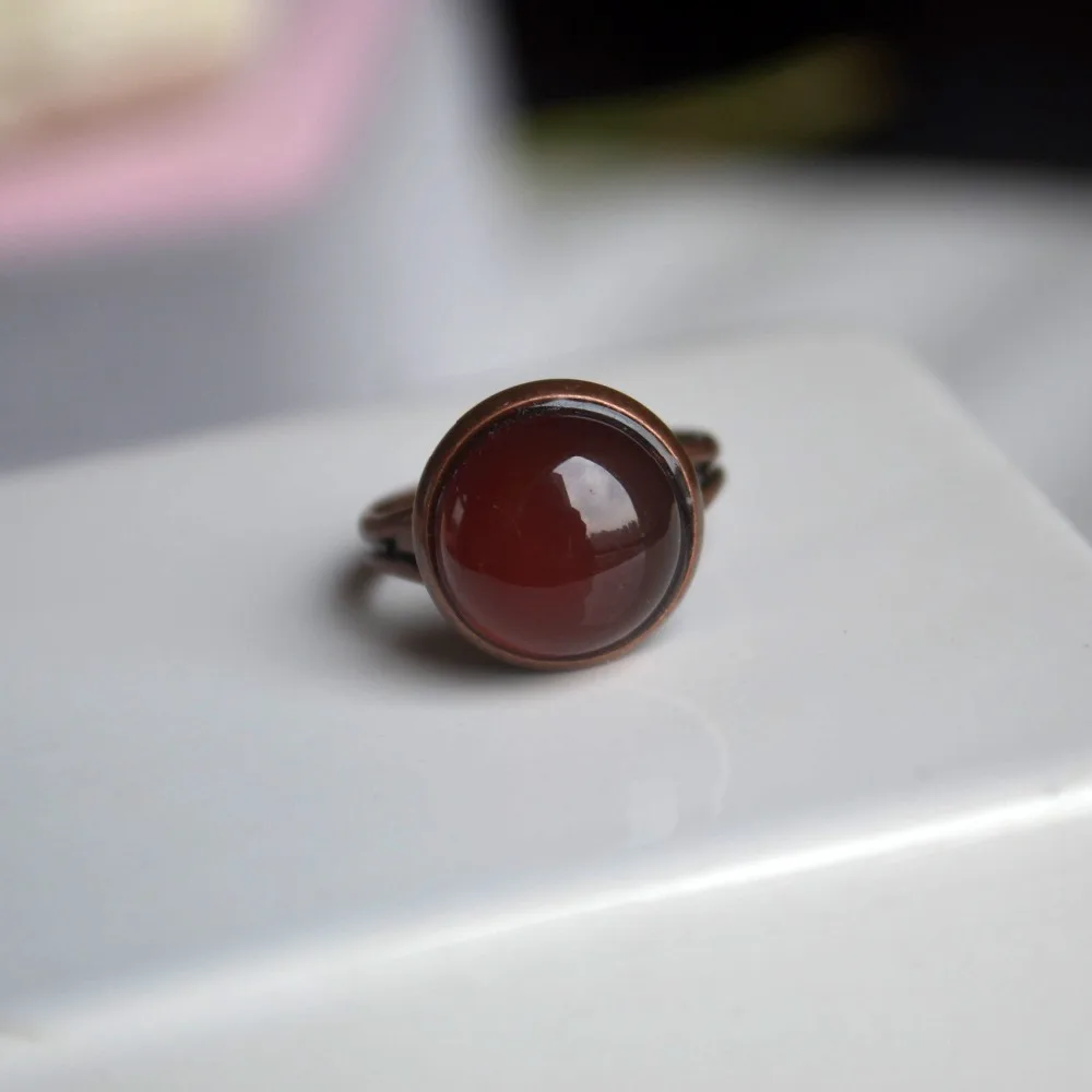 Красный сердолик, натуральный камень, камень для рождения, солитер, красная бронза, цвет, изменяемый размер, обручальные кольца для женщин, ювелирные изделия, бохо, винтажные женские кольца