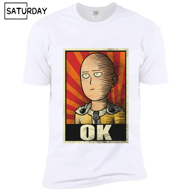 Аниме One Punch Man печатная Мужская футболка модная классная удобная мужская футболка Повседневная футболка для мужчин