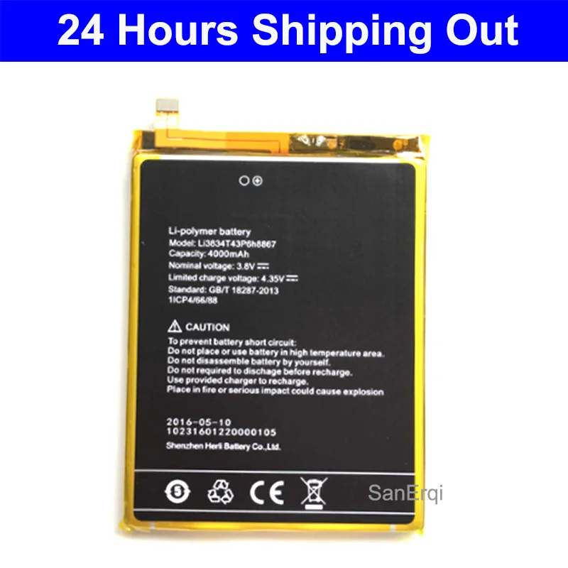 

for Umi Super Battery Li3834T43P6H8867 4000mAh For UMI Super Smart Phone Battery Batterie Bateria
