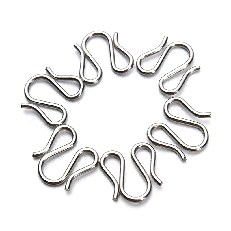 

20pcs/lot 11x11mm Silver Tone Stainless Steel W/M Connector Hook Clasp for DIY Necklaces & Bracelets Jewelry Making F2203