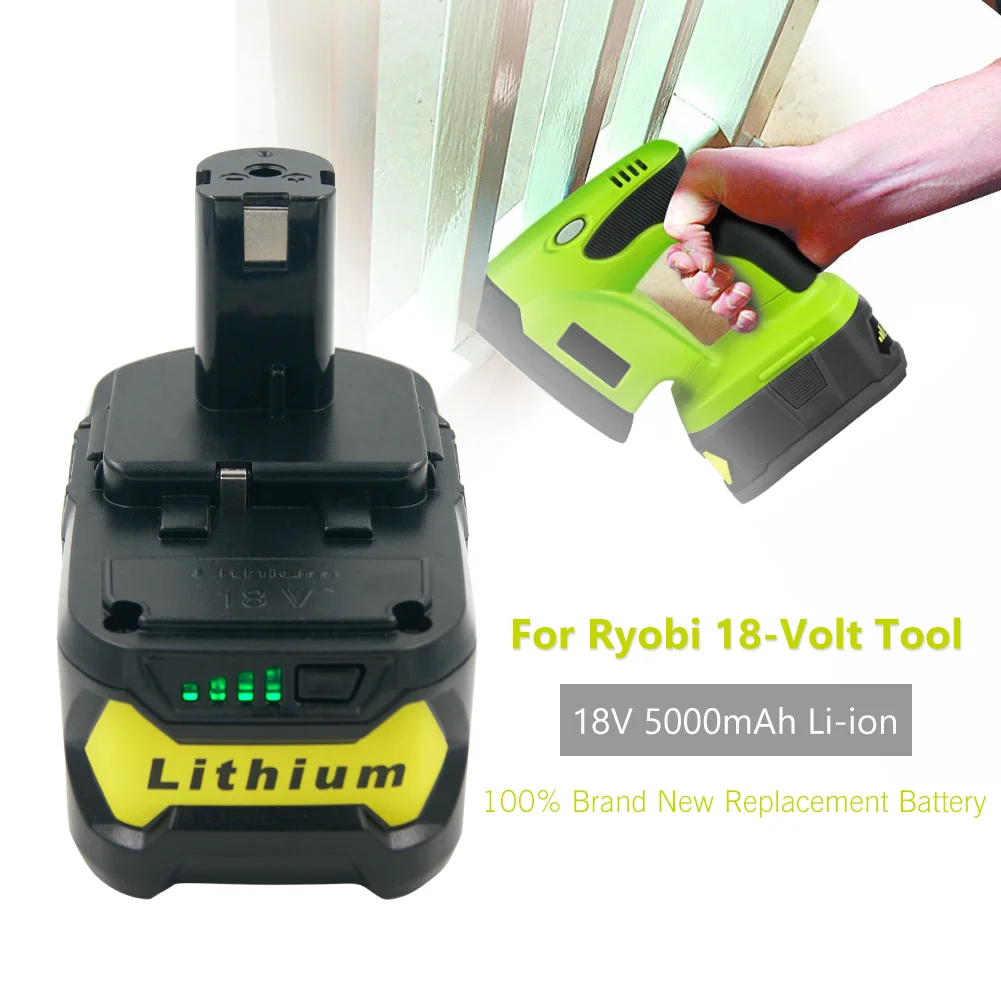 Набор перезаряжаемых аккумуляторов 18 в 5000 мА · ч li ion RB18L50 для Ryobi one plus P108 + новое