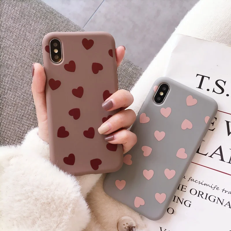 Cute Love Heart For iphone XS Max XR X Phone Case 8 7 6s 6 plus Back Cover Fashion Lovely Cartoon Shell Capa |
