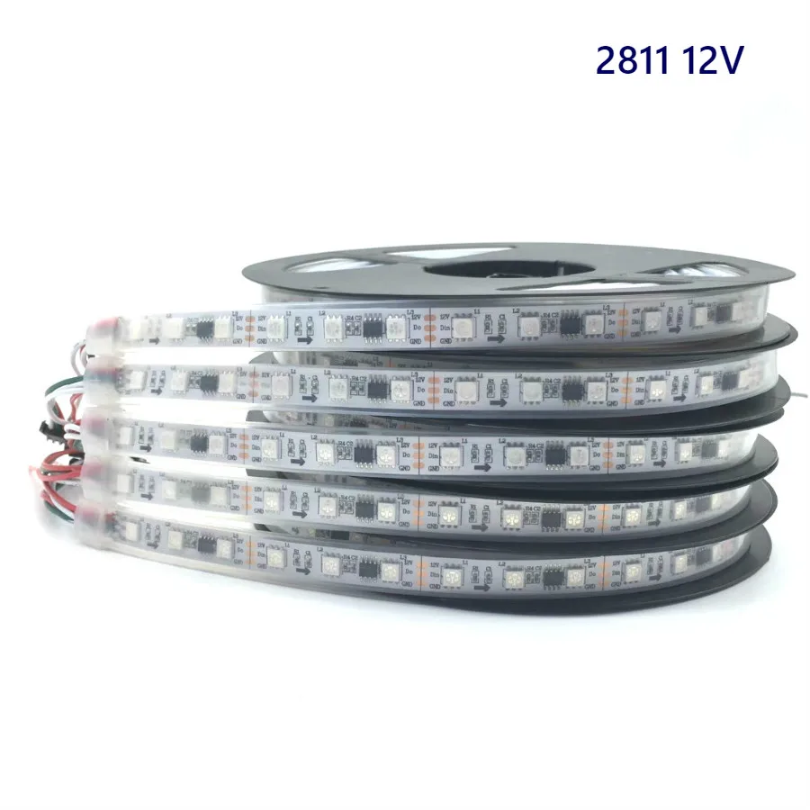WS2812B 2811 DC 5V 12V светильник аесветодиодный светодиодная Пиксельная полоса
