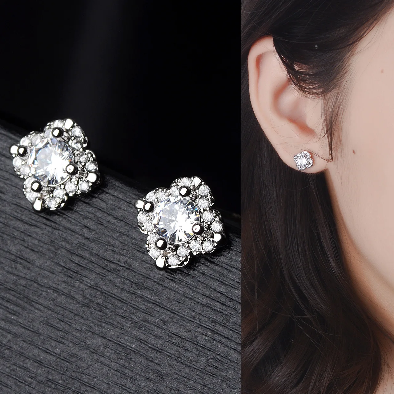 

S925 silver classic snowflake earrings, Silver pin earrings, Fashion Jewelry Stud Earrings,