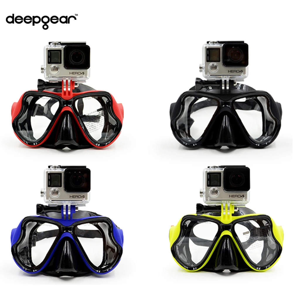 DEEPGEAR, закаленное стекло, линзы для близорукости, маска для подводного плавания для взрослых, черная силиконовая маска для дайвинга, прозрачная версия, камера для близоруких, крепление, маска для дайвинга