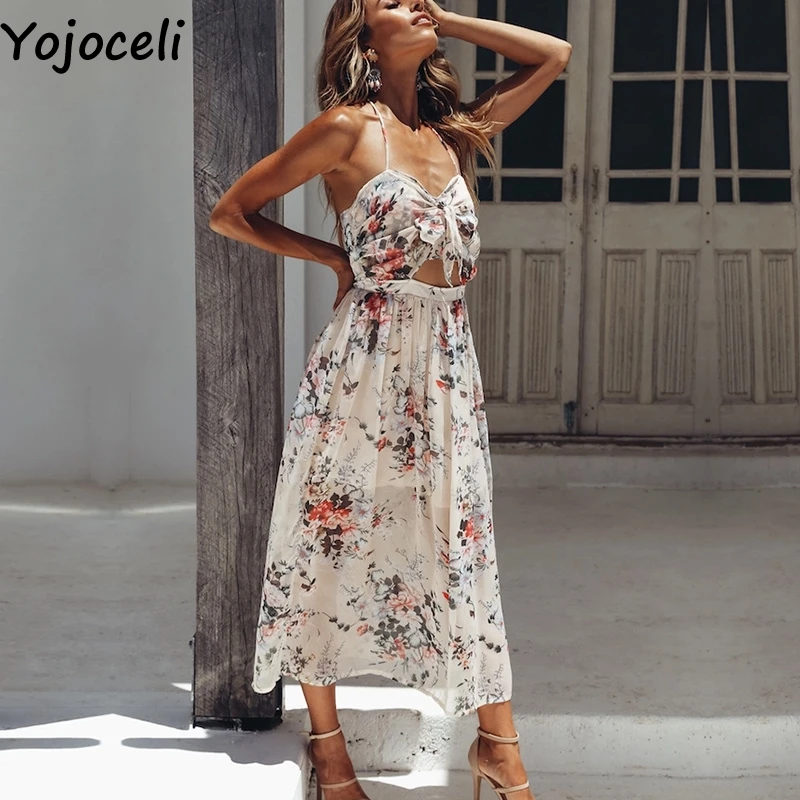 Yojoceli нарядные элегантные платья с бантом цветочным принтом длинное платье из