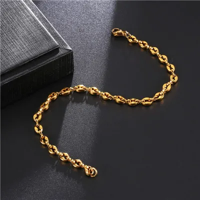 gold color D& Z 4,5 мм широкая модная кофейная цепочка браслеты золото/серебро 316L нержавеющая сталь браслеты для мужчин и женщин ювелирные изделия - Окраска металла: gold color