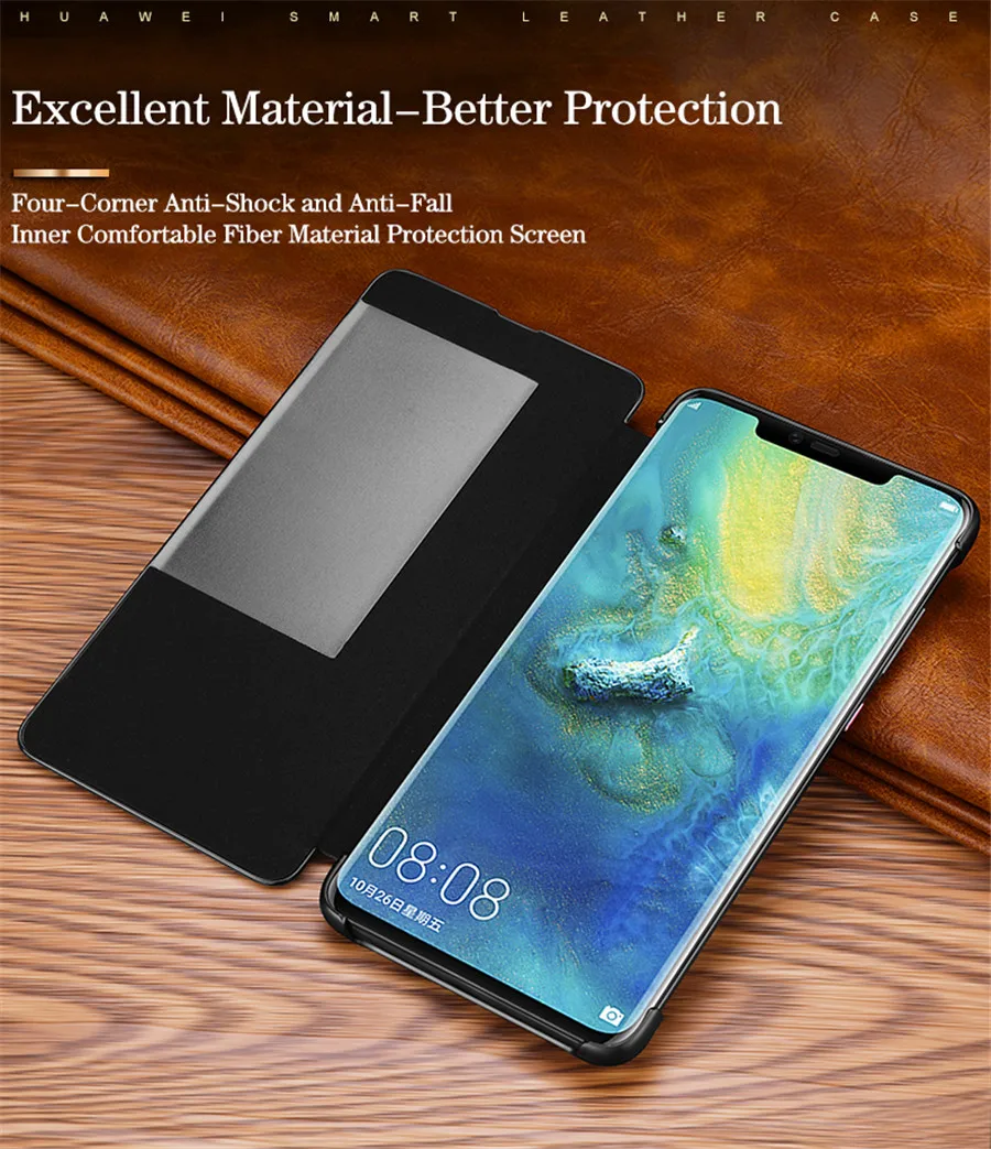 Умный флип-чехол из натуральной кожи P30pro для huawei mate 20 10 P20 Pro P30 Etui с окном для сенсорного экрана роскошный чехол с крокодиловым узором