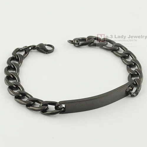 GOKADIMA Figaro браслет Id Черный цвет ювелирные изделия для мужчин Мода нержавеющая сталь оптовая продажа звеньев цепи аксессуар WB123