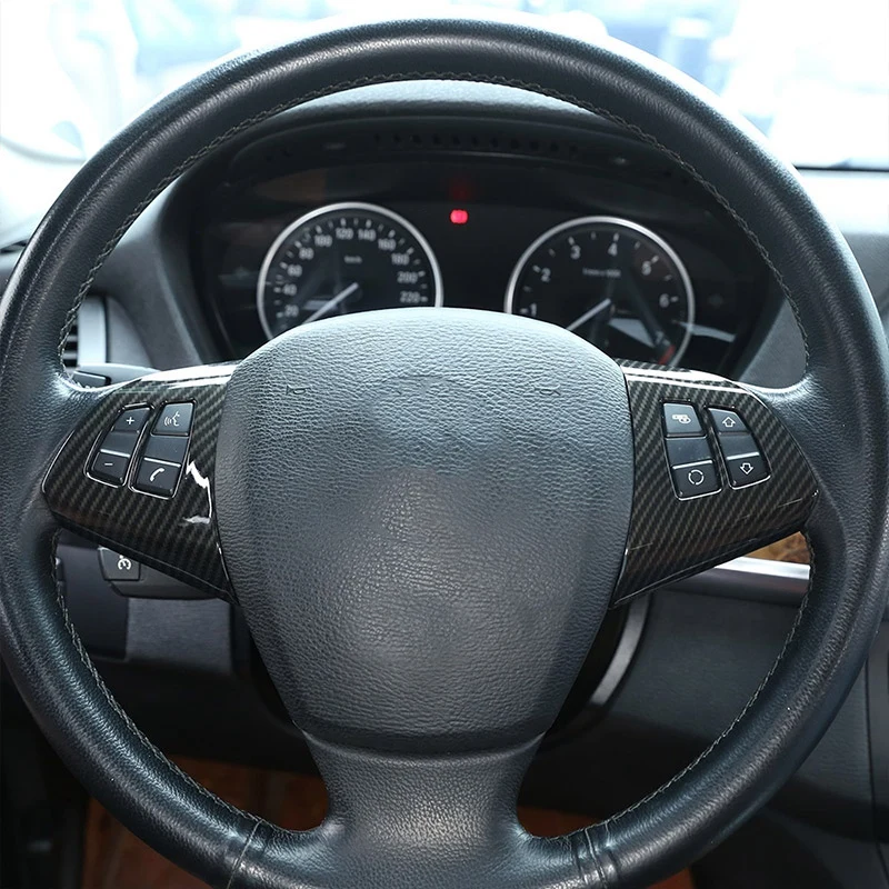 2 шт. углеродное волокно стиль ABS руль кнопка рамка отделка для Bmw X5 E70 2008 2013