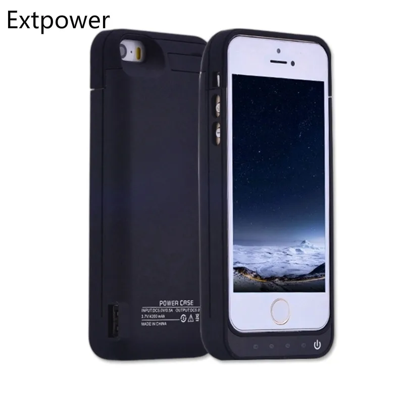 

Внешний аккумулятор Extpower, 4200 мАч, с держателем, для iPhone 5, 5s, 5c, Se, черный