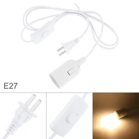 e27 us eu plug white suspended lamp holder light bulb base socket with button switch for e27 led lamp