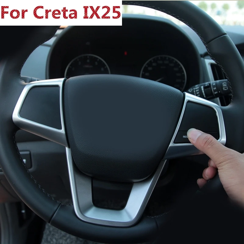 Для creta hyundai ix25 декоративные кнопки на рулевом колесе крышка отделка интерьера