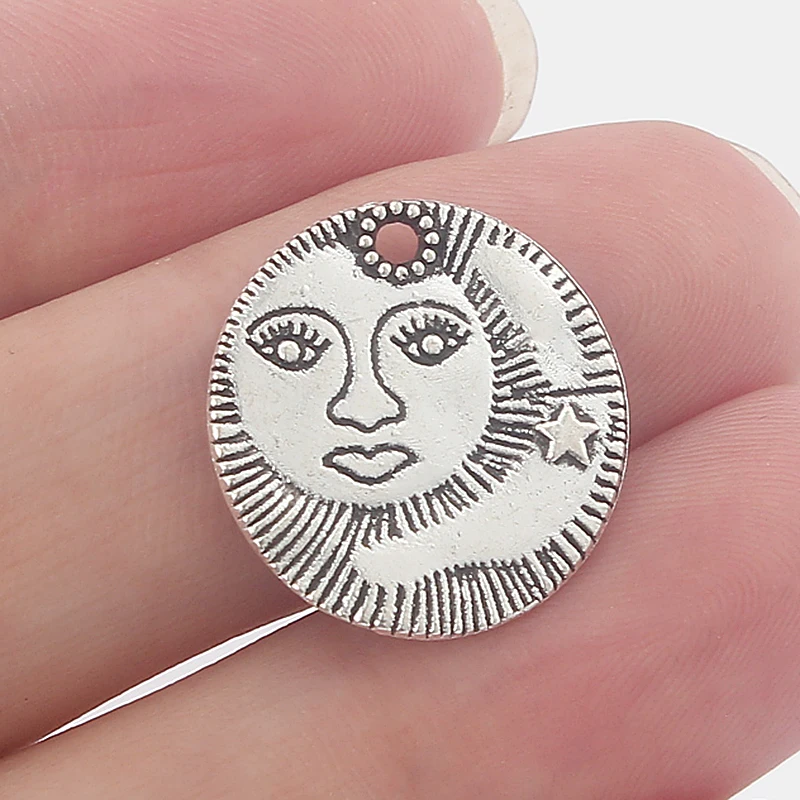 20PCS Vintage Round Sun&ampMoon/Sta/ Girl Face Charms Pendants for Jewelry Making DIY NeckLace Findings | Украшения и аксессуары