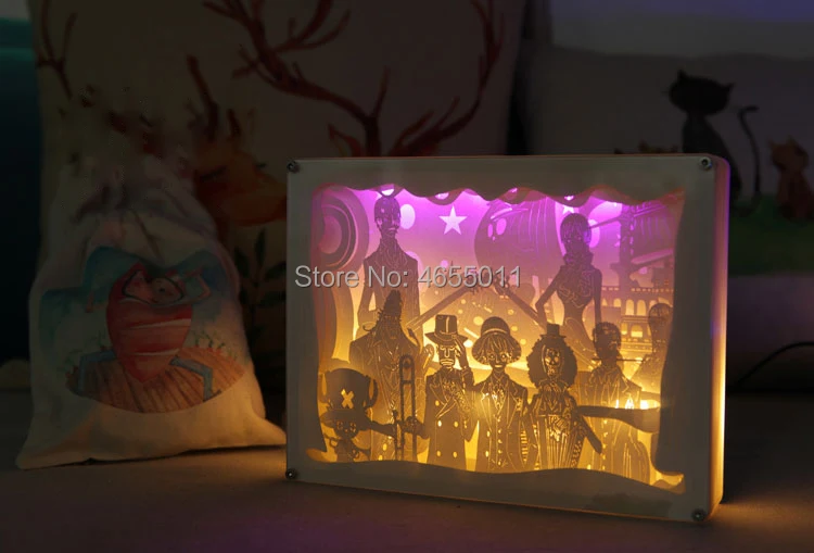 S. orange 3D аниме одна деталь настольная лампа Luminaria светодиодный кристалл фоторамка ночные огни тени резьба бумага DIY освещение подарки
