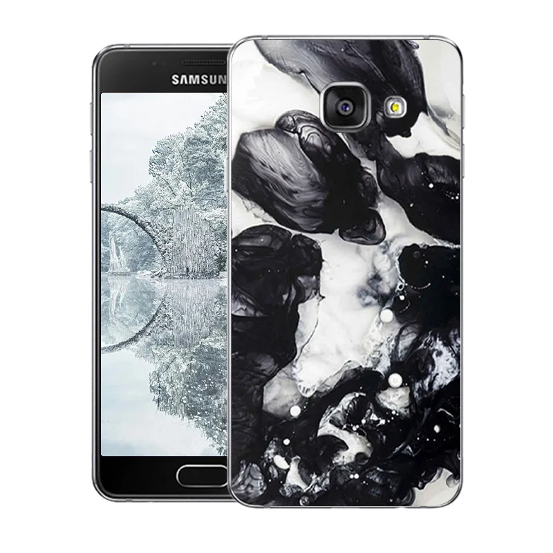 Мягкий силиконовый чехол для Samsung Galaxy A3 2016 Роскошный с мраморным принтом на