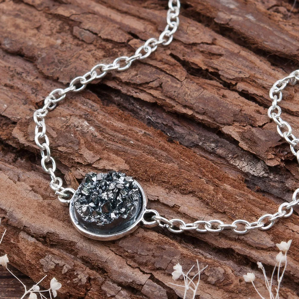DoreenBeads резиновые Drusy браслеты серебряного цвета и серебристого разноцветные