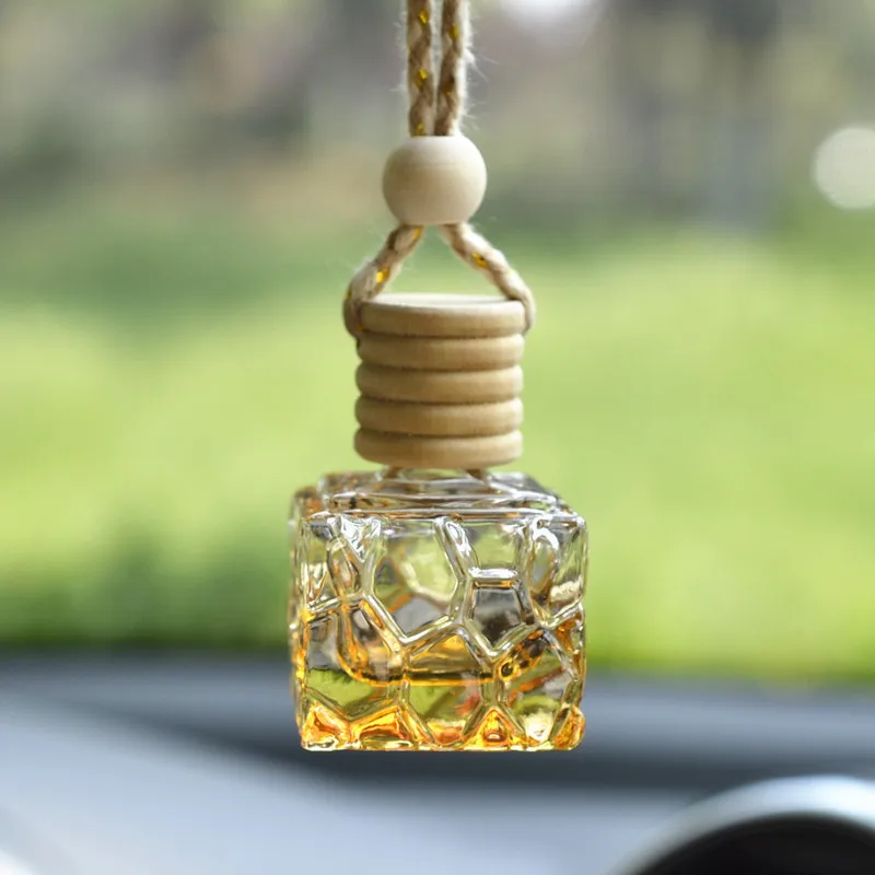 Yellow Bottle Автомобильный подвесной освежитель воздуха диффузор пустой флакон для эфирного масла бутылка стеклянная Вода куб 7 мл Арома аромат аксессуары - Цвет: Yellow Bottle
