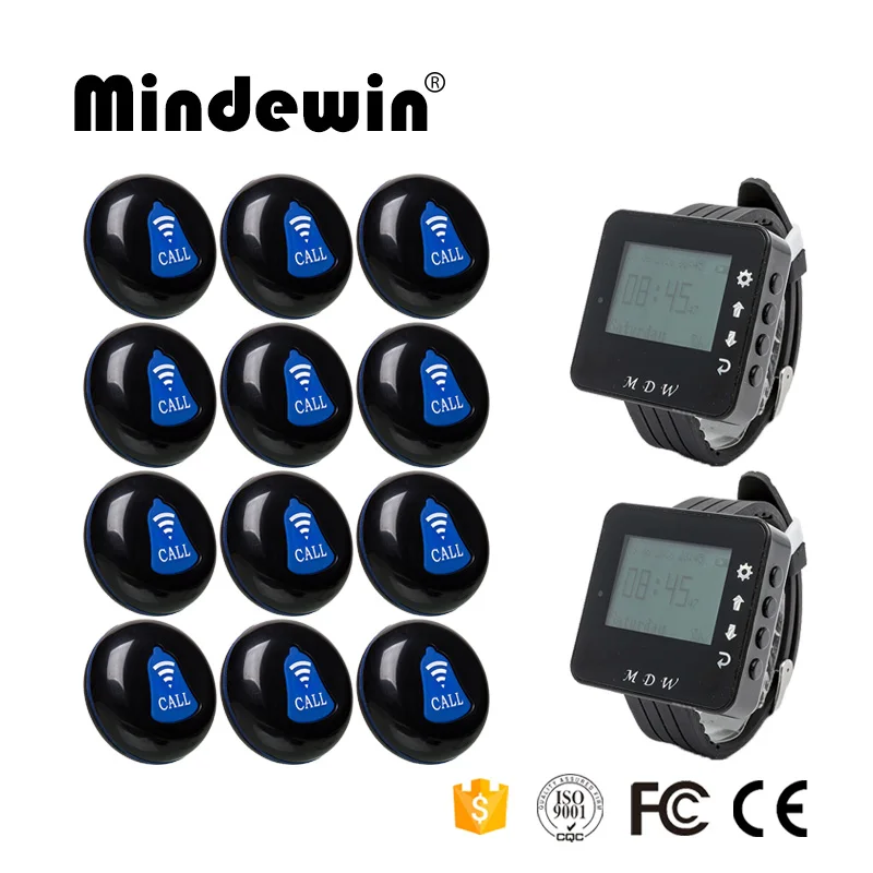 Беспроводная пейджинговая система Mindewin для ресторана 433 МГц пейджер 12 шт.