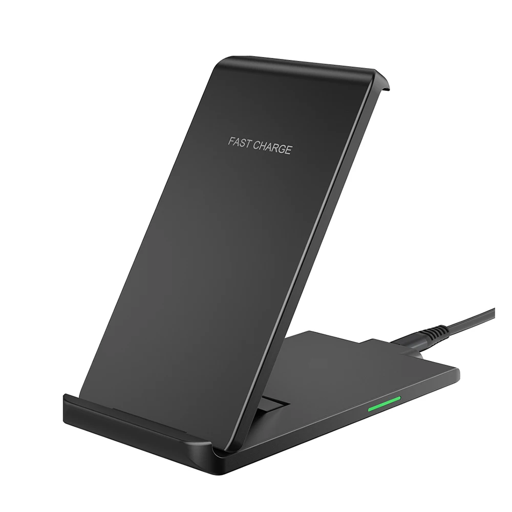 Беспроводное зарядное устройство Essager Qi для iPhone 11 Pro XS Max X 8 Plus samsung Note 10 10 Вт быстрая Беспроводная зарядная док-станция Подставка - Цвет: Black