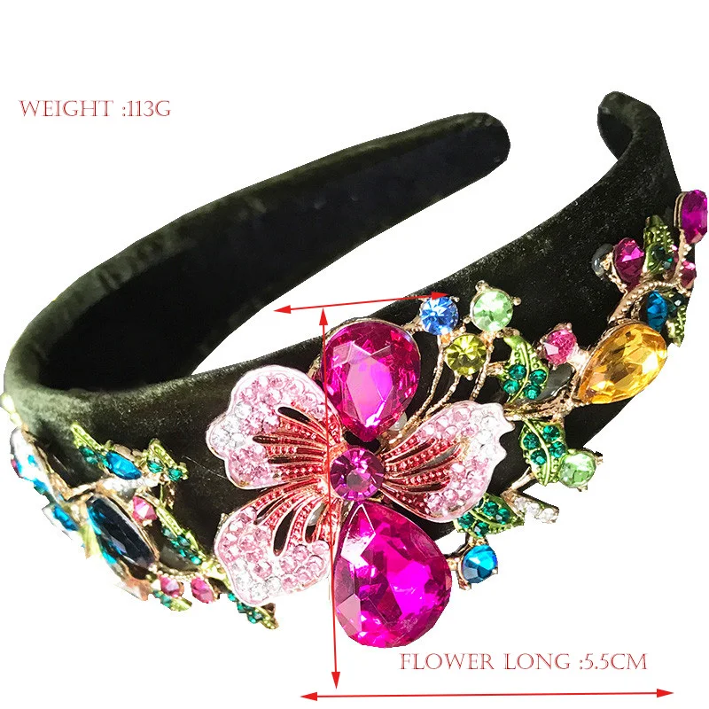 Женская широкая фланелевая повязка на голову в стиле барокко инкрустированная