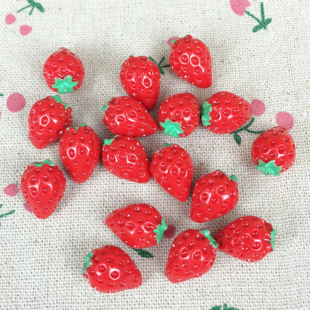 10 шт. Кабошон из смолы с плоской задней поверхностью миниатюрная клубника