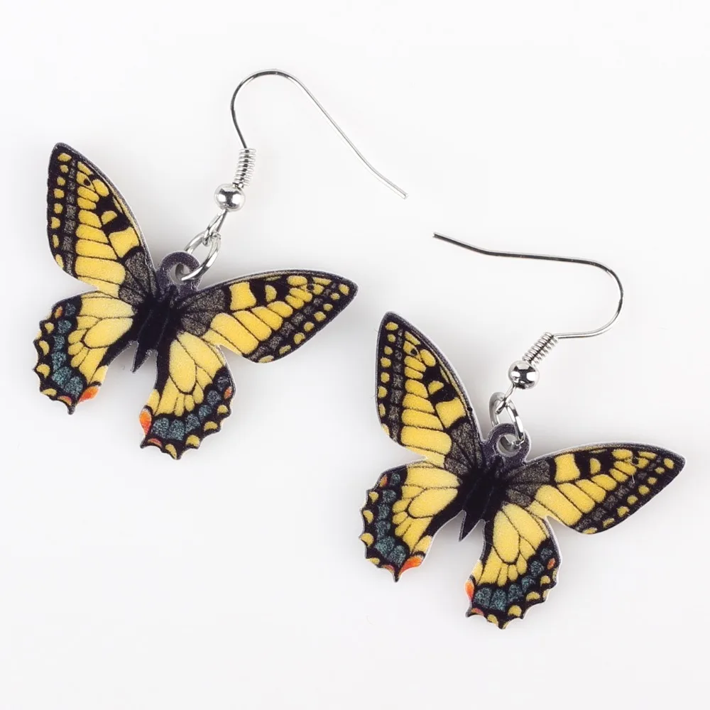 Bonsny Drop Butterfly Earrings Acrylic Art Big Long Danlge Charm Animal New 2016 Fashion Jewelry For Women Accessories | Украшения и
