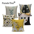 Олень Дерево богемные желтые наволочки скандинавские геометрические принты домашние декоративные наволочки capa de almofada decorativa