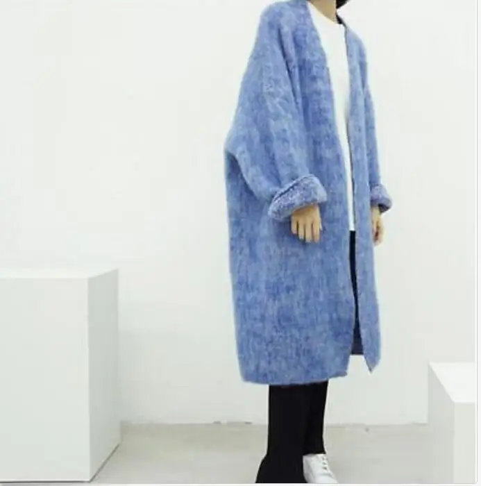 Ladies Thick Fur Long Sweater Cardigans Loose Style Outwears Coats Full hot Overcoat | Женская одежда