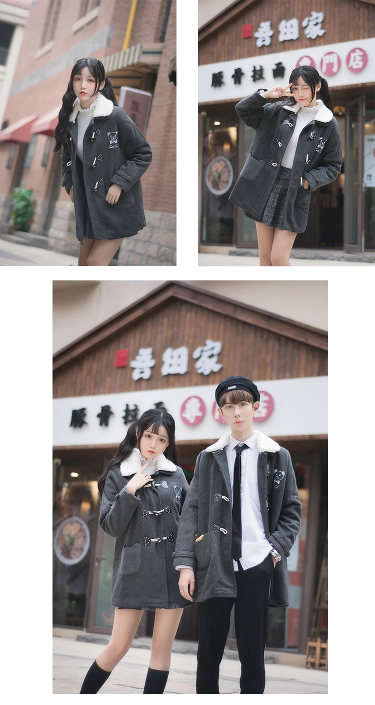 Лолита пальто дизайн встретить Mr. Bear Harajuku Осень и зима любителей шерстяное пальто продукт