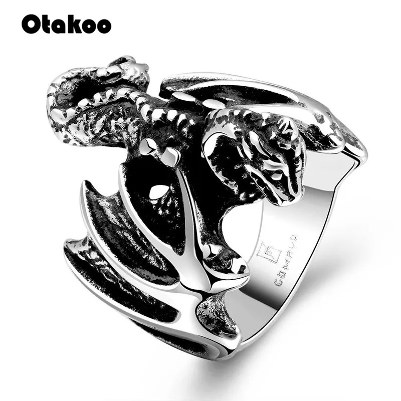 Otakoo мужское кольцо из нержавеющей стали в виде дракона модные крутые готические