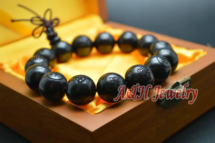 10 шт. резные круглые бусины из черного палисандра 15 мм |