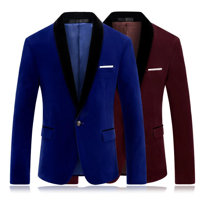 

2018 latest coat pant designs royal blue brown velvet men suits shawl lapel suits for wedding prom homecoming terno one jacket