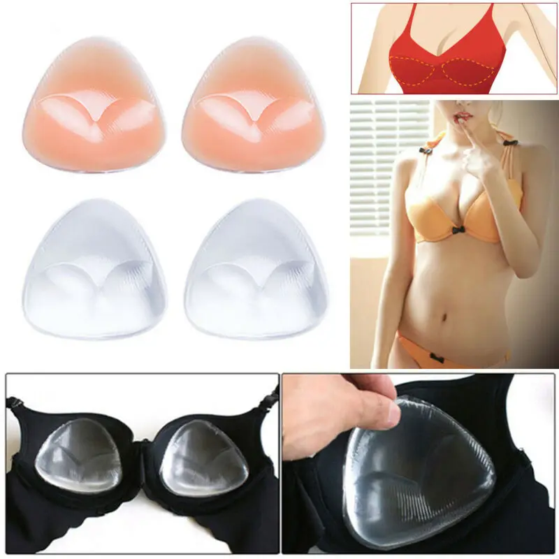 Removable Bikini Bra Insert Silicone Triangle Pads Enhancer Swimsuit Push-up HOT