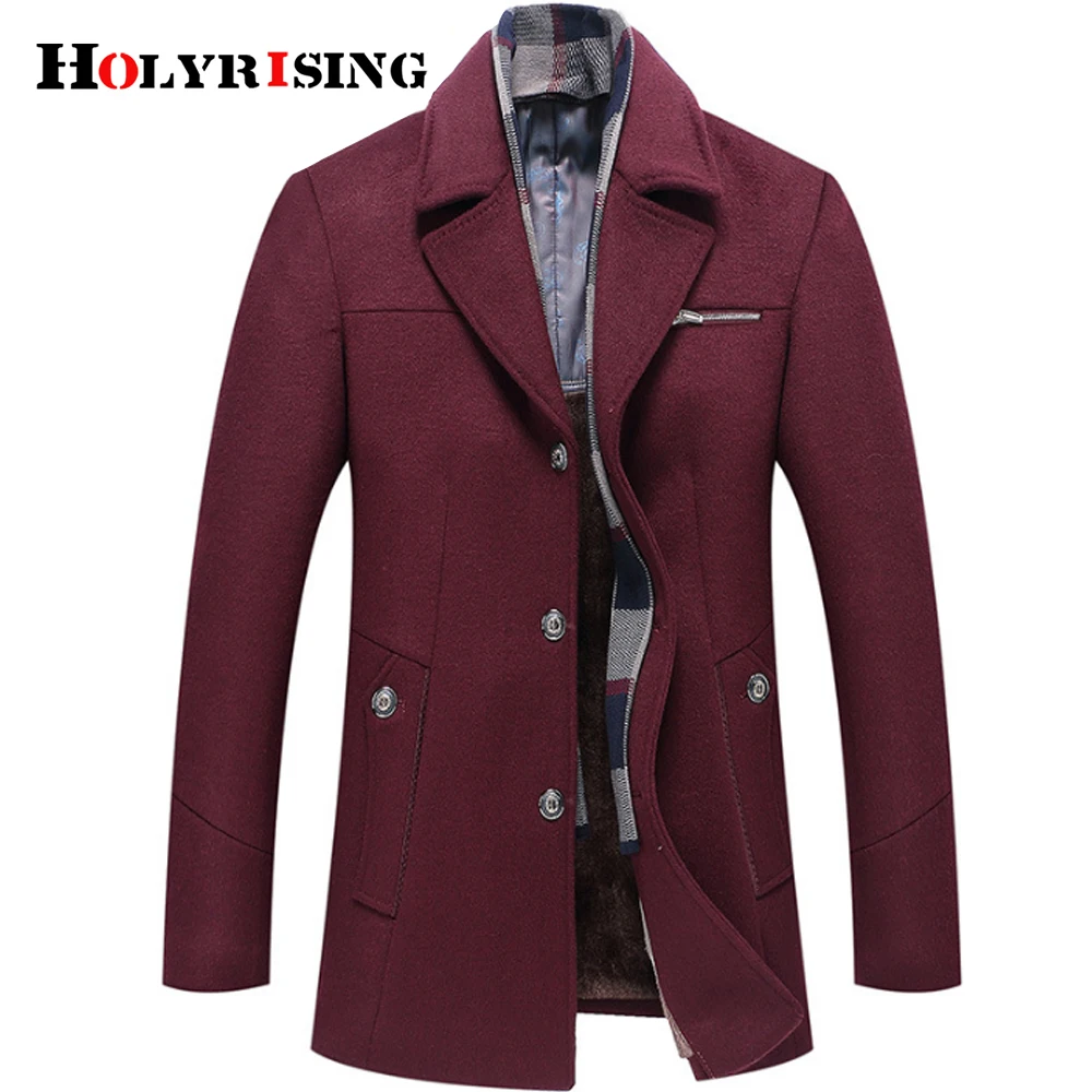 Holyrising зимнее пальто для мужчин abrigo hombre M-6XL Размер abrigo hombre invierno шерстяное пальто для мужчин Толстая шерстяная куртка 4 цвета 18438-5