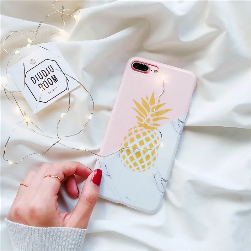 Мягкие чехлы Boucho IMD для iphone 6 6s 7 8 plus чехол с изображением мрамора фруктов ананаса X